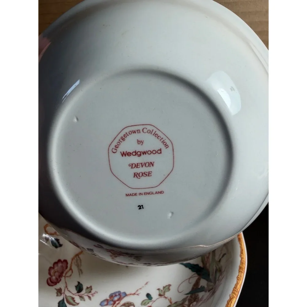 Wedgwood Devon Rose Georgetown Chinoiserie Cereal Bowls Set of 4 Made in England